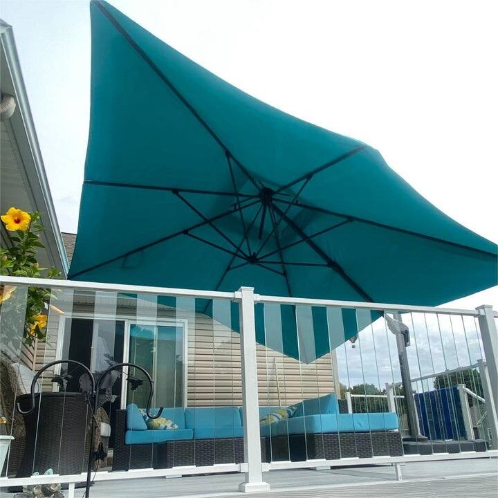 PURPLE LEAF Premium Rectangular Patio Cantilever Umbrellas with Tilt-and-Crank with Base