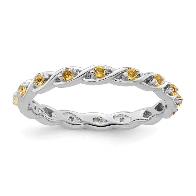 Curata 2.5mm 925 Sterling Silver Polished Prong set Stackable Expressions Citrine Ring