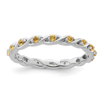 Curata 2.5mm 925 Sterling Silver Polished Prong set Stackable Expressions Citrine Ring