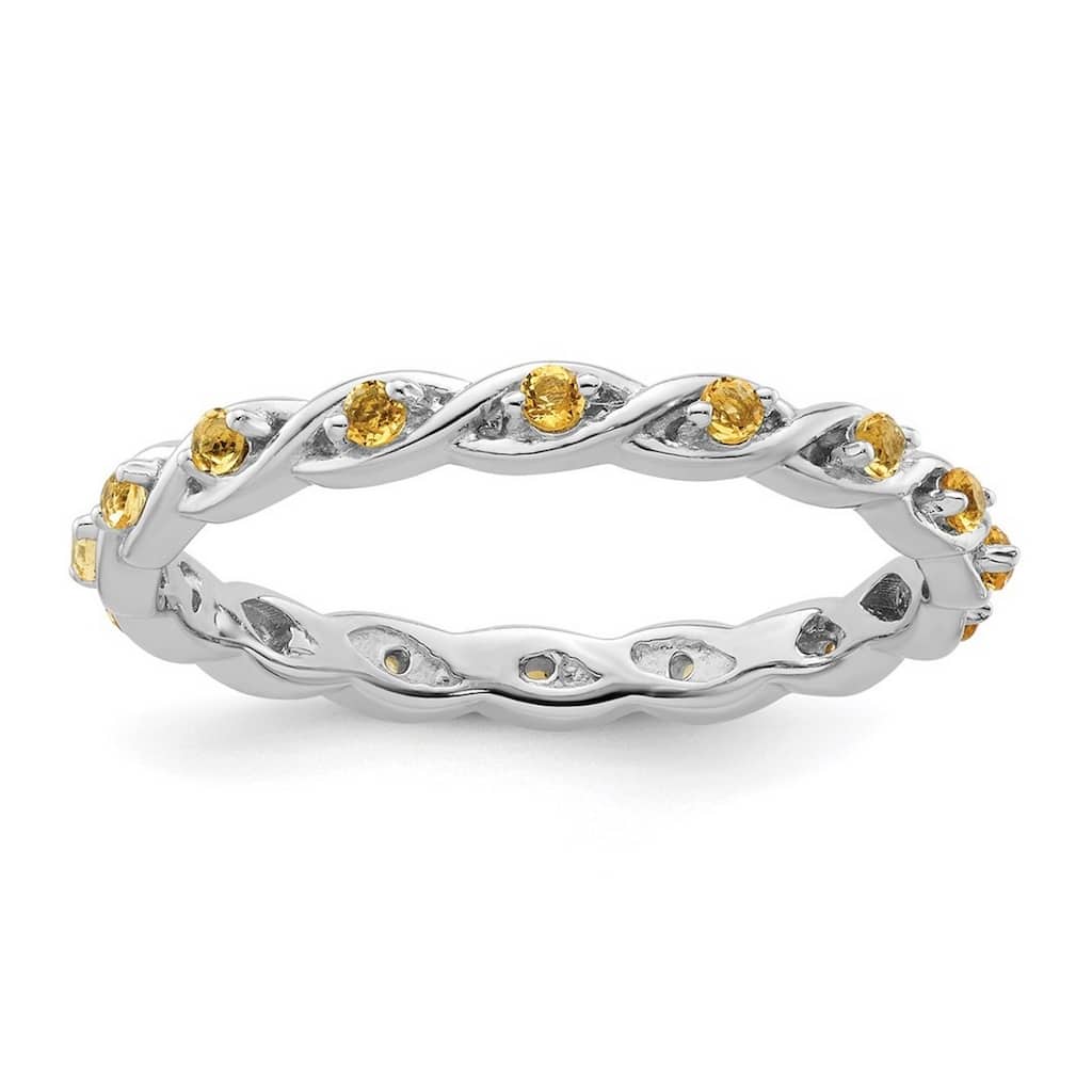 Curata 2.5mm 925 Sterling Silver Polished Prong set Stackable Expressions Citrine Ring