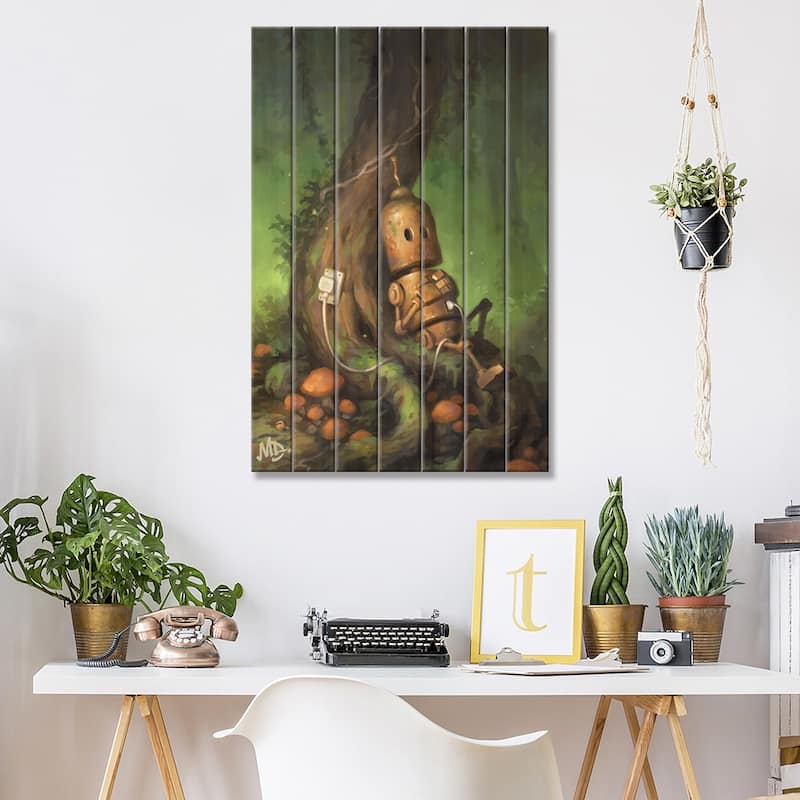 Charging Print On Wood by Matt Dixon - Multi-Color