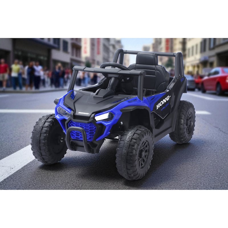 12V Kids Electric Ride On UTV Car with Remote Control, Battery Powered Toy Vehicle with Seat Belt & LED Lights, Ages 3-6 - Blue
