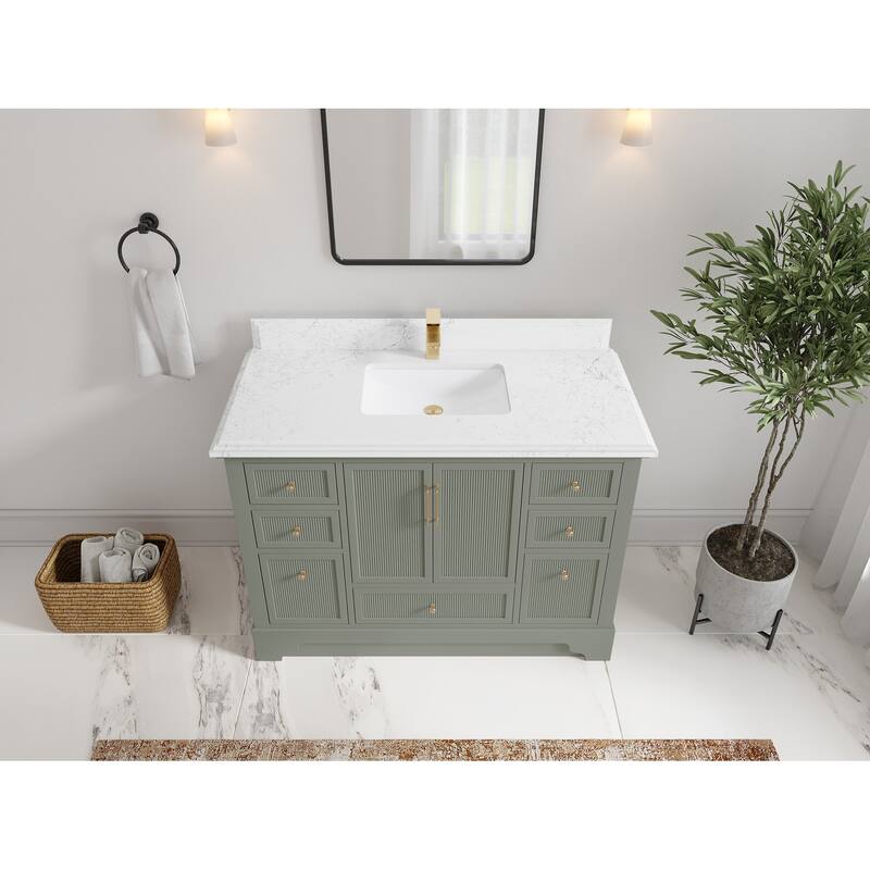 Willow Collections 48 in. W x 22 in. D Alys Single Sink Bathroom Vanity with Countertop - 1.5"Empira - Evergreen
