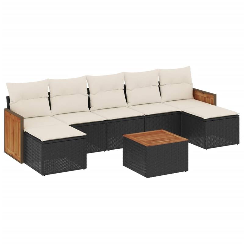 vidaXL Patio Sofa Set with Cushions Outdoor Conversation Furniture Poly Rattan - 21.7 x 21.7 x 14.6 in
