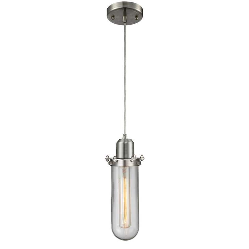 Innovations Lighting Centri 5" Wide Mini Pendant - Cord Suspension - - Brushed Satin Nickel / Clear