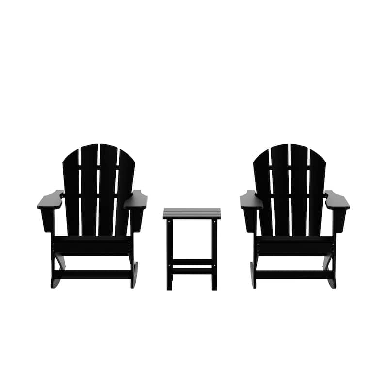 Polytrends Laguna Hdpe All Weather Outdoor Patio Rocking Chairs With Side Table (3-Piece Set)