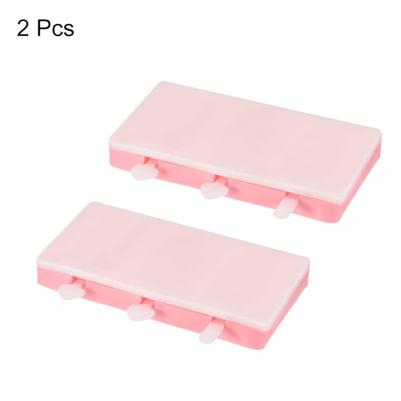 Silicone Ice Pops Molds 2Pack, Oval, Cake, Square Shapes with Lid - Pink