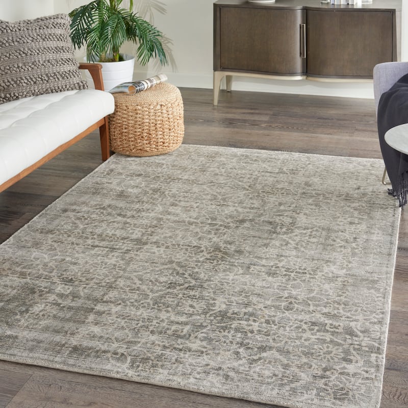 Desert Skies Damask Floral Vintage Area Rug - 3'9" x 5'9" - Grey