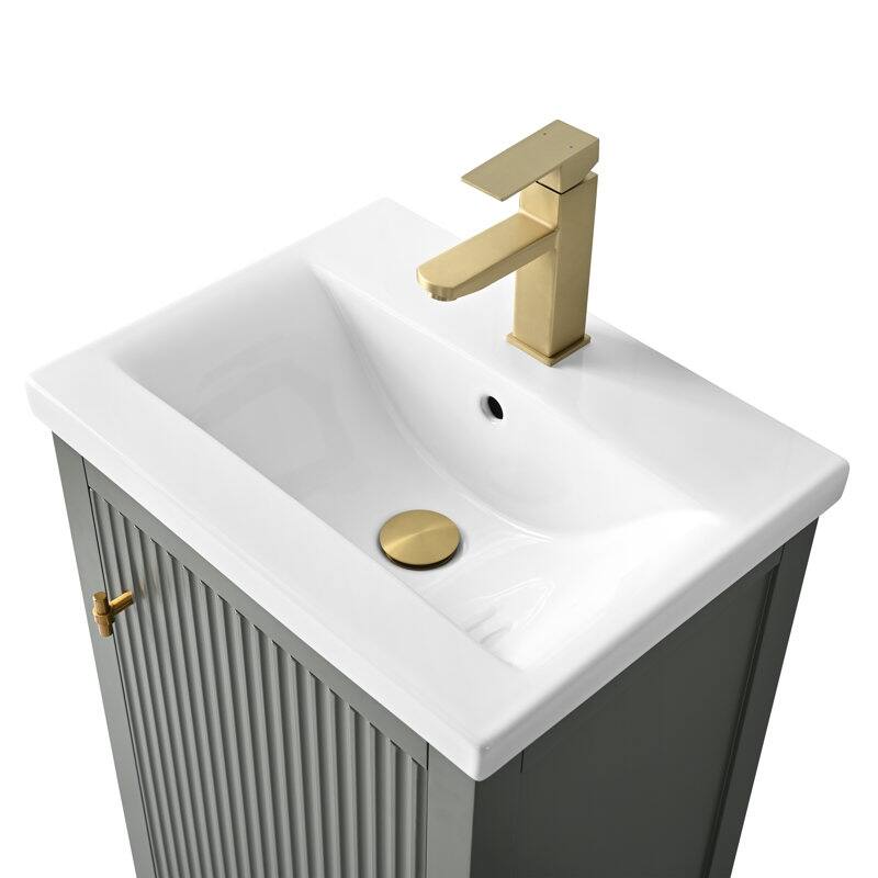 Vanity Art 20" Single Sink Bathroom Vanity Cabinet with Ceramic Top