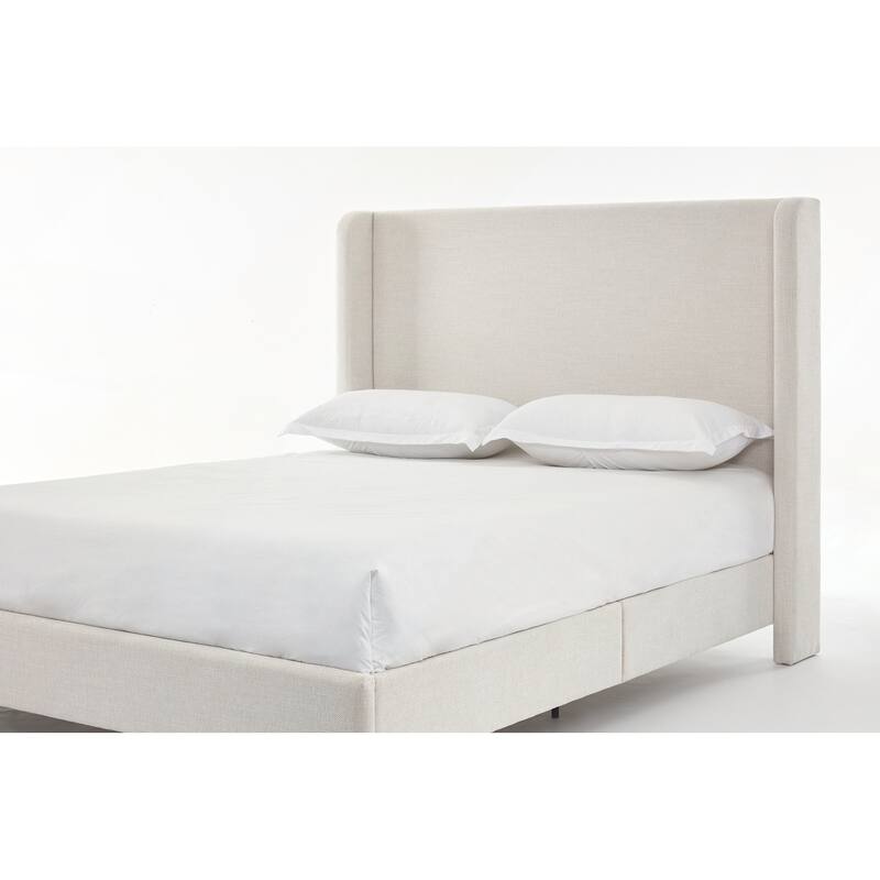 Elegant Upholstered Bed with Wingbacks and No Box Spring for Relaxing