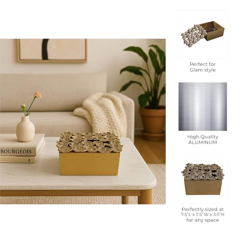 Aluminum Decorative Vase Floral Openwork Design Glam Style Modern