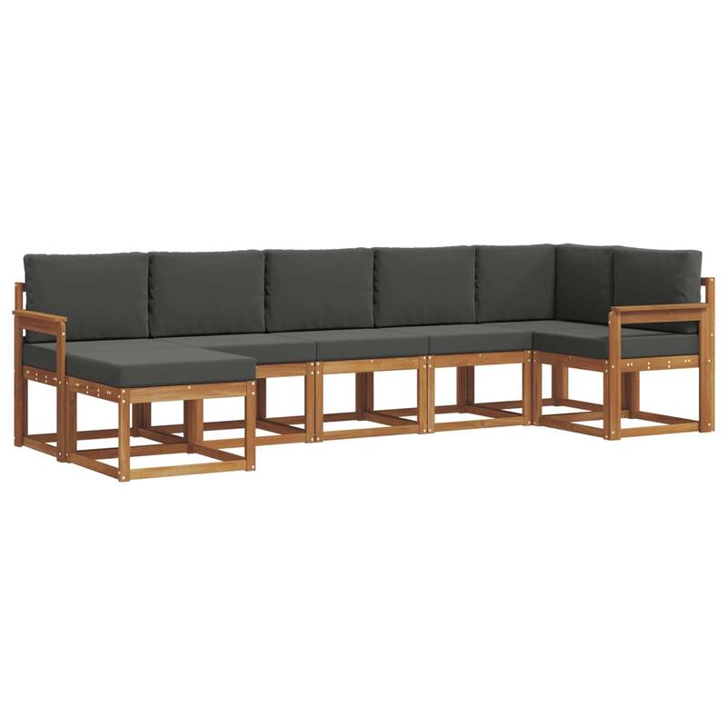 vidaXL Outdoor Sofa Set with Cushion 7 pcs Natural and Anthracite