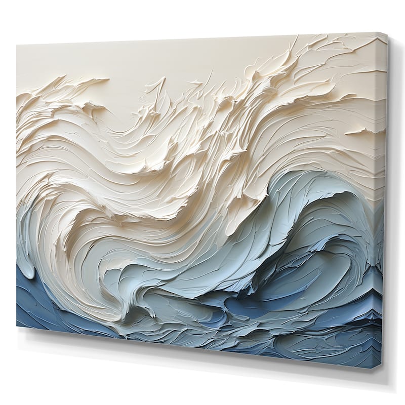 Designart "White And Blue Wave Papercut Style " Coastal Waves Wall Art