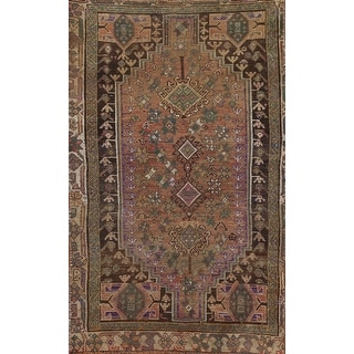 Tribal Geometric Traditional Shiraz Persian Rug Handmade Wool Carpet - 3'5" x 5'7"