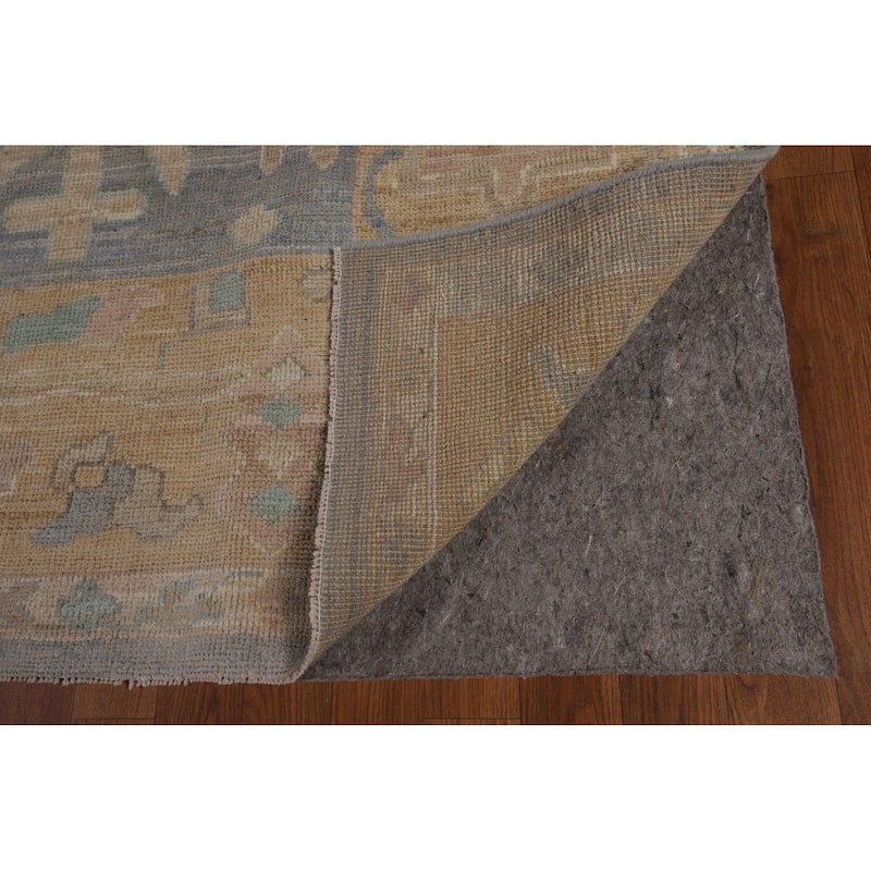 Vegetable Dye Blue Oushak Turkish Area Rug Hand-Knotted Wool Carpet - 8'3"x 10'3"