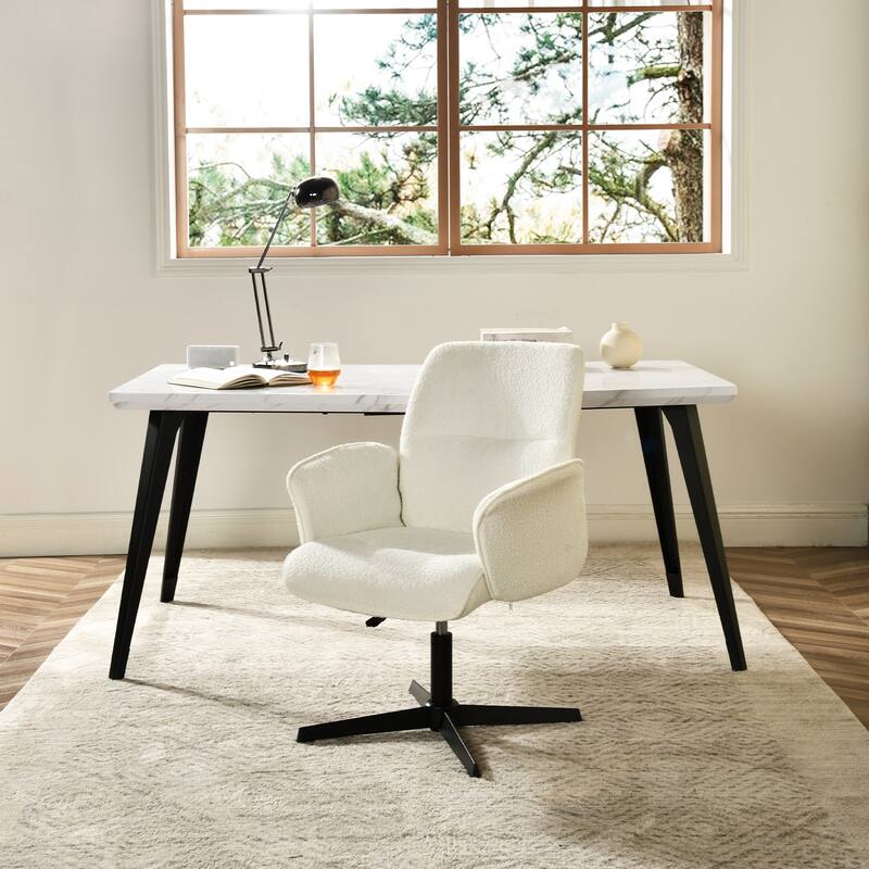 Homylin Boucle Modern Swivel & Adjustable Leisure Chair Adjustable Height Wide Seat Home Office Armchair