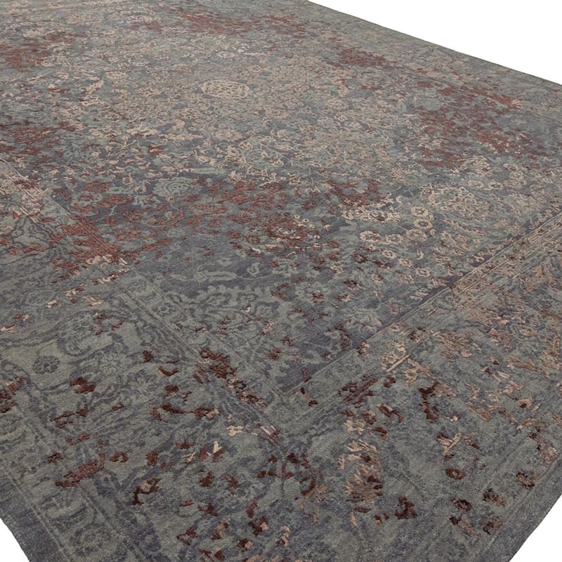 Modern Multi-Colored Hand-Knotted Wool & Viscose Area Rug