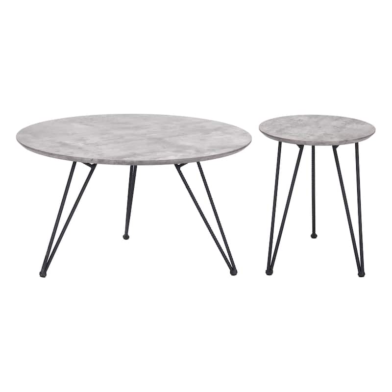 Kerris Coffee Table Set Gray & Black - 31.5" W x 31.5" D x 16.9" H