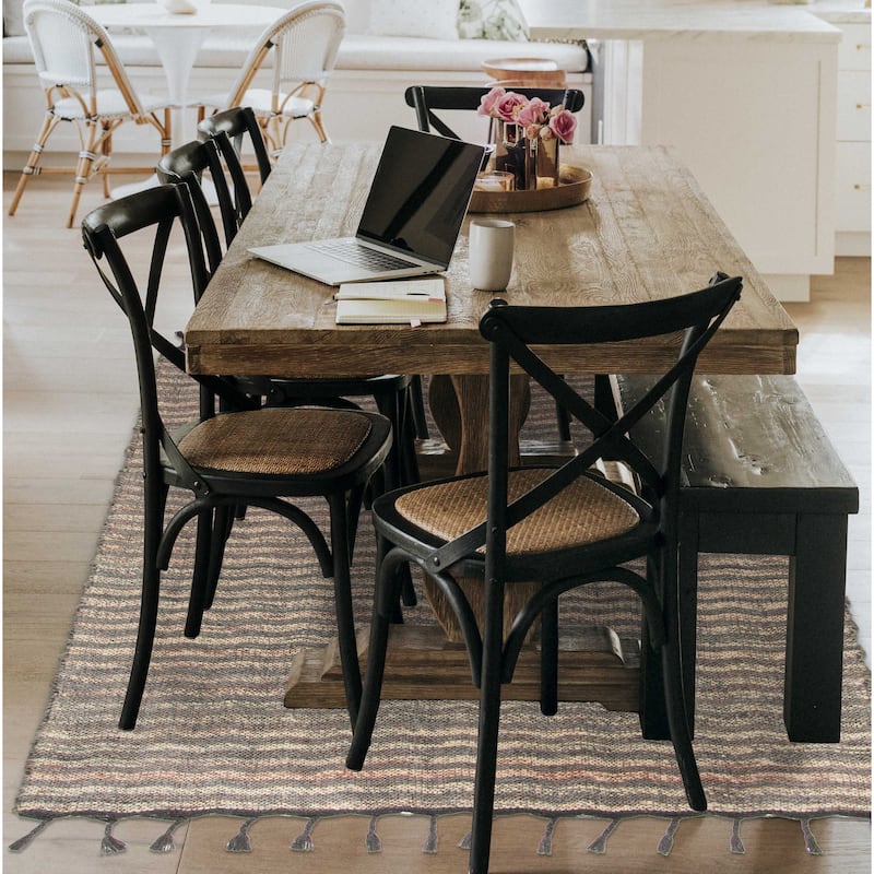 ECARPETGALLERY Braid weave Sienna Grey Wool Rug - 5'5 x 7'6