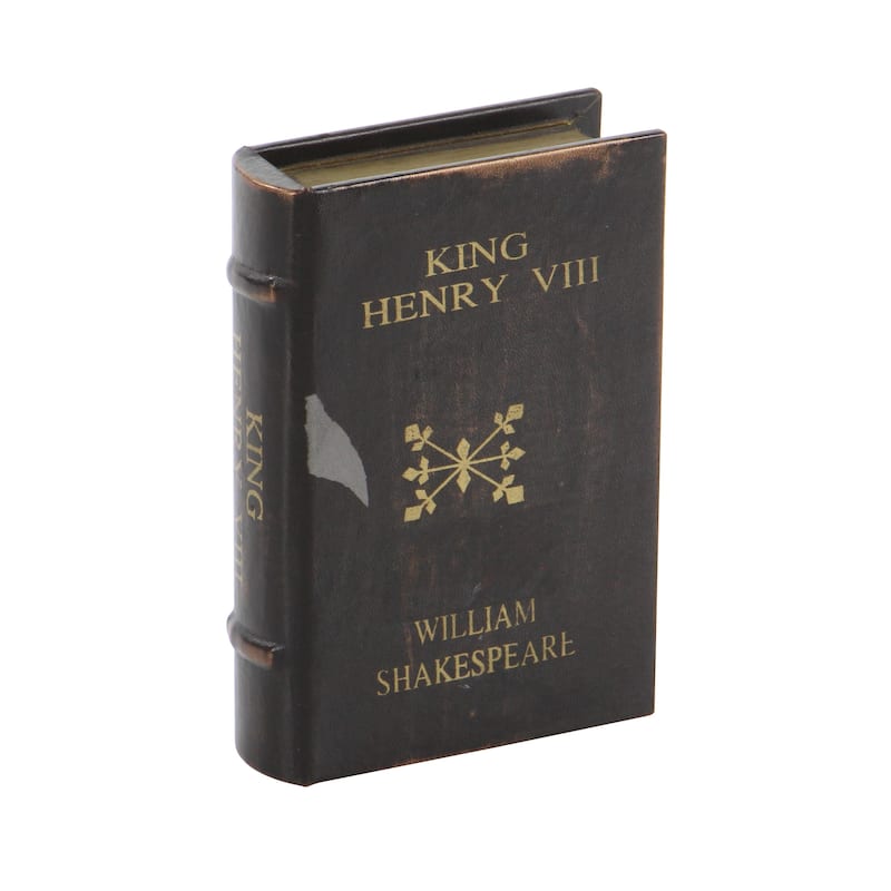 Brown Wooden Vintage Inspired Faux Storage Book Decorative Box with Faux Leather Detailing (Set of 3)