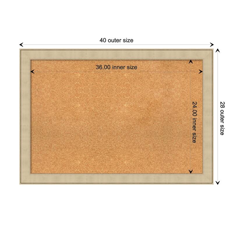 Classic Honey Silver Framed Natural Corkboard Bulletin Board - Board Size 36x24