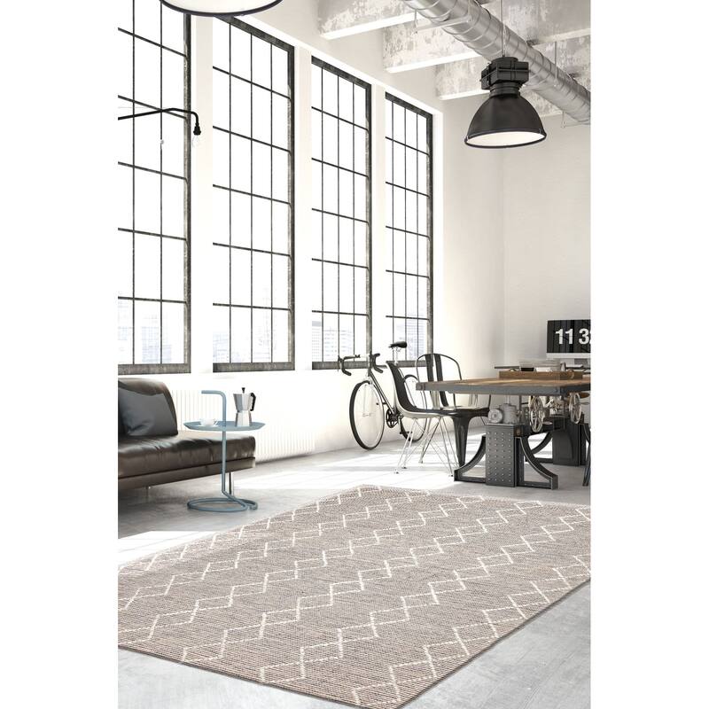 ECARPETGALLERY Braid weave Sienna Grey, Wool Rug - 5'2 x 7'6