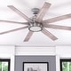 preview thumbnail 1 of 9, Honeywell Xerxes Brushed Nickel LED Remote Control Ceiling Fan, 8 Blade, Integrated Light - 62-inch