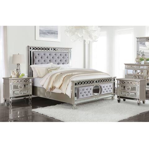 Furniture of America Alyah Champagne 3-piece Bed and Nightstands Set
