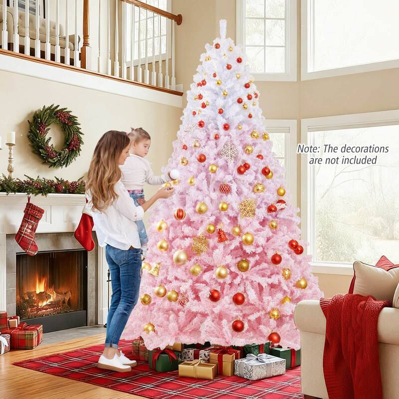 Costway 5/6/7/8 FT Artificial Christmas Tree with 180/250/350/470 Warm - See Details