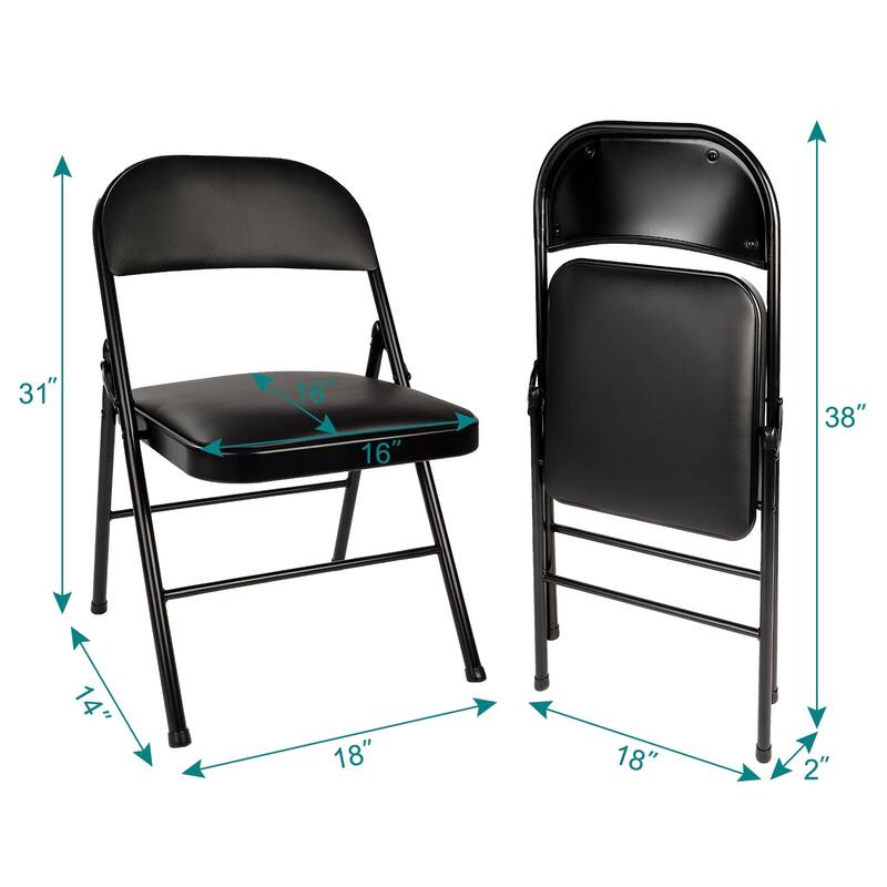 Javlergo 4 Pack Folding Chairs with Padded Cushion, Indoor Outdoor Portable Metal Chairs for Home Office
