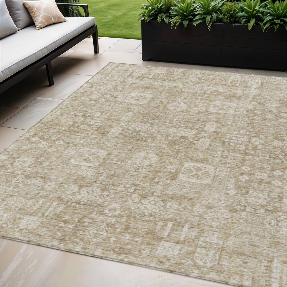 HomeRoots Oriental Transitional Rectangle Outdoor Rug