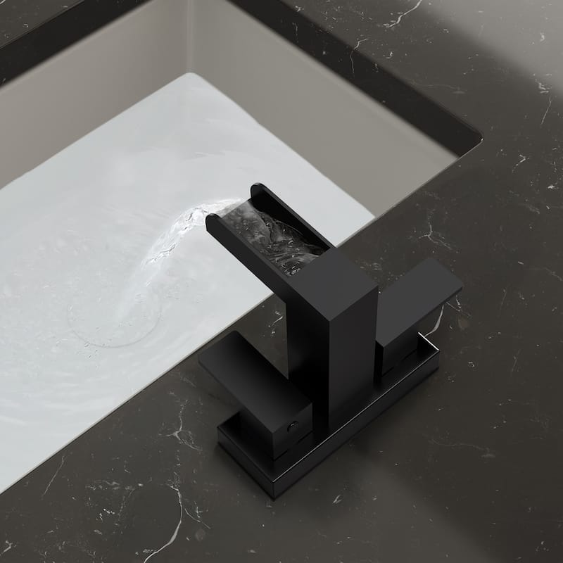 2 Pack 2/3 Hole Deck Mount Waterfall Sink Faucet with Dual Handles Open Spout Design