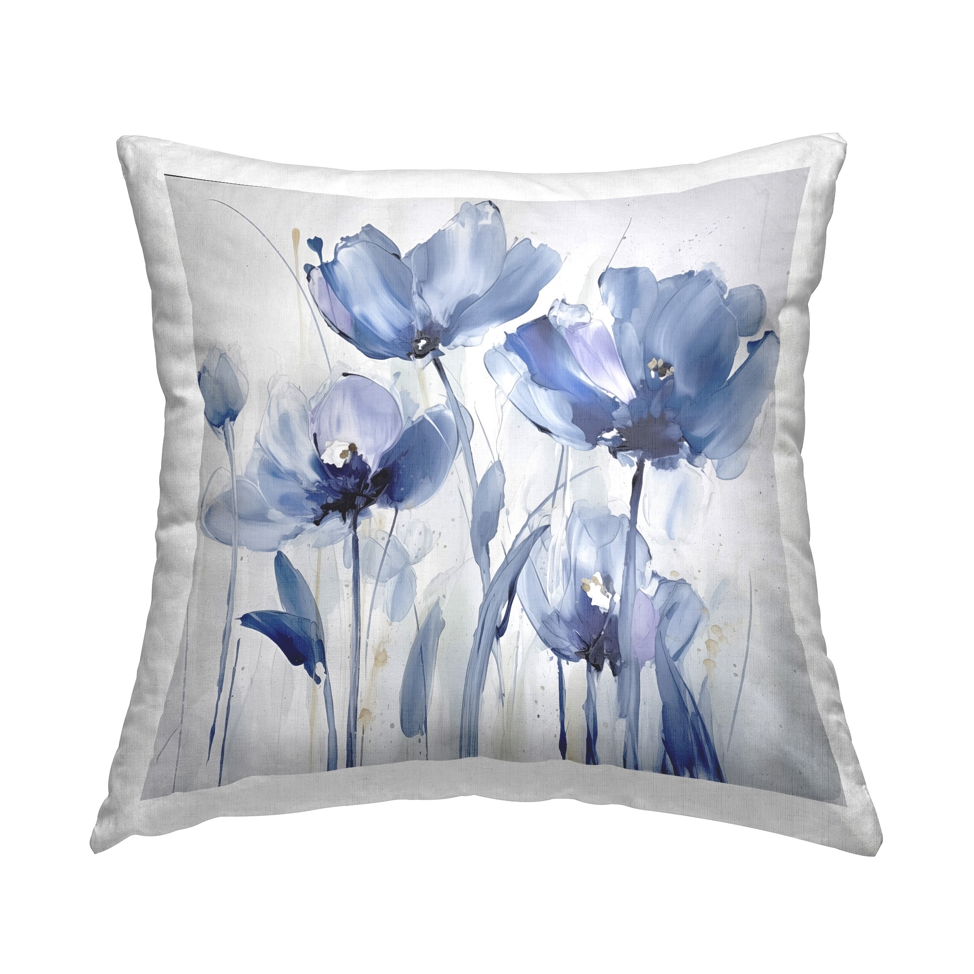 Stupell Blue Abstract Blooms Decorative Printed Throw Pillow Design by Sasha