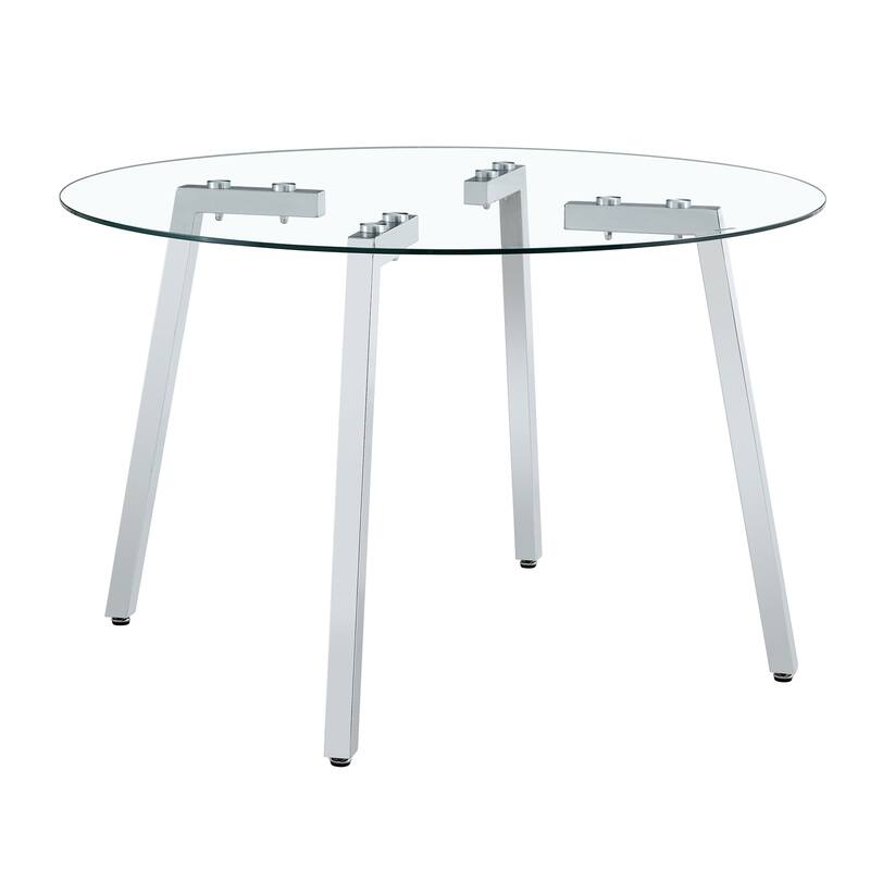 Modern Luxurious Round Tempered Glass Dining Table