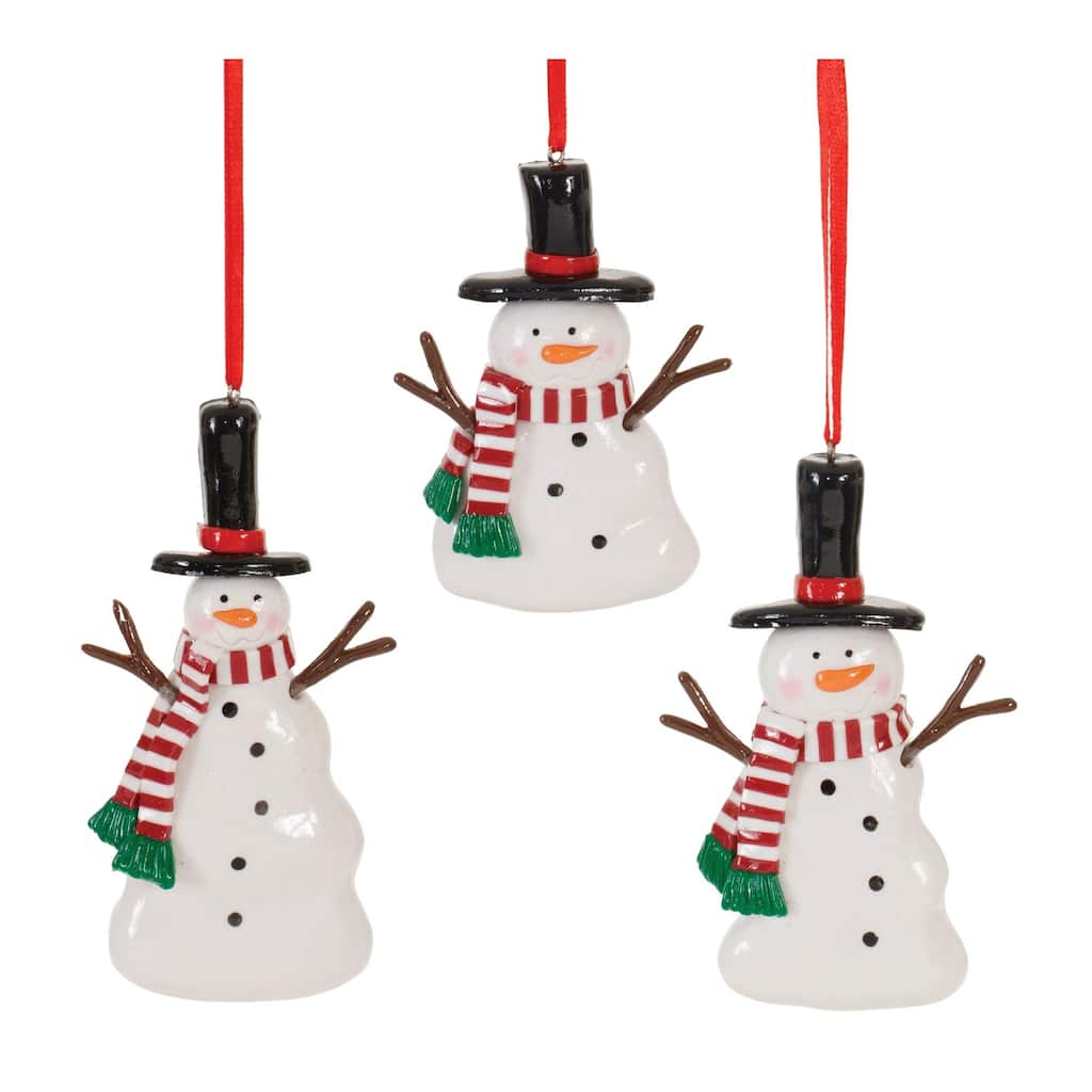 Clay Dough Snowman Christmas Figurine Ornaments - 4.25" - 12ct