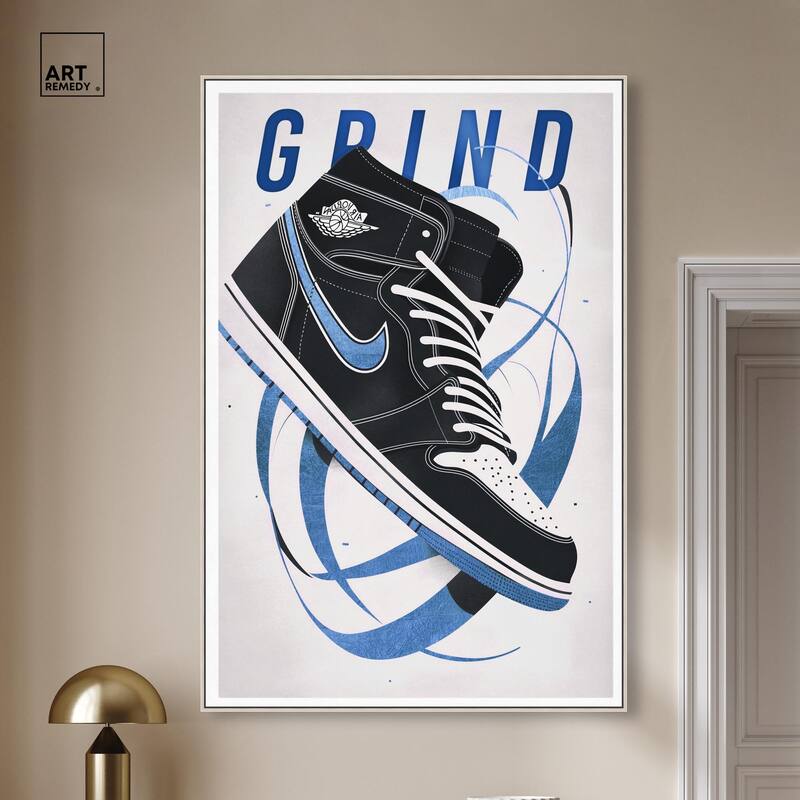 Blue Ribbon Sneaker Canvas by Art Remedy