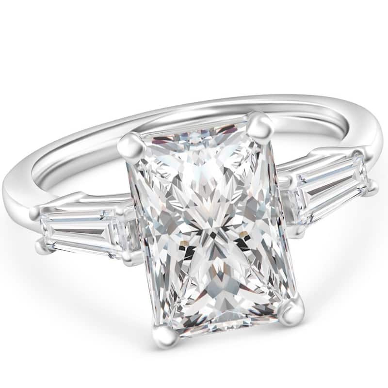 Certified 4.75Ct Radiant Cut Baguette Diamond Engagement Ring Gold Lab Grown
