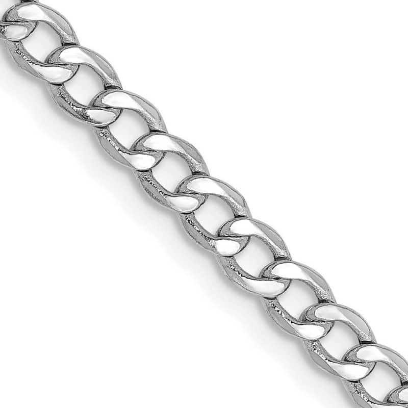 Curata 14k White Gold 3.35mm Semi-solid Curb Chain Necklace Options: 16 18 20