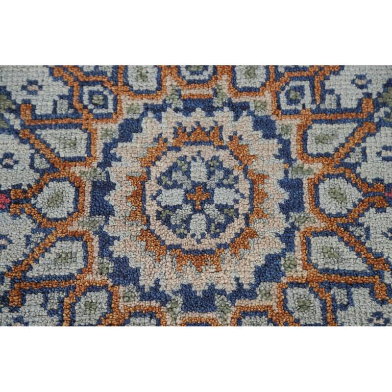 Heriz Serapi Indian Octagon Area Rug Handmade Wool Carpet - 5'11"x 6'1"