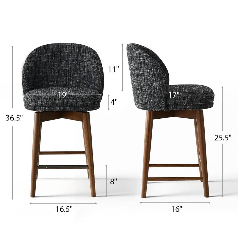 25.5" Swivel Solid Wood Leg Upholstered Counter Stool(Set of 4)