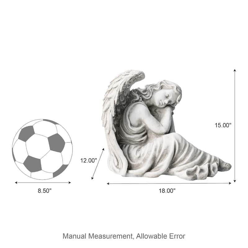 Glitzhome 18"L x 15"H MgO Sleeping Angel Garden Statue Coastal Sculpture