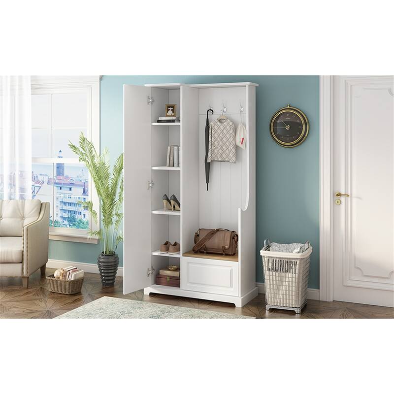 Minimalist Hallway Shoe Cabinet with Adjustable Shelves - N/A