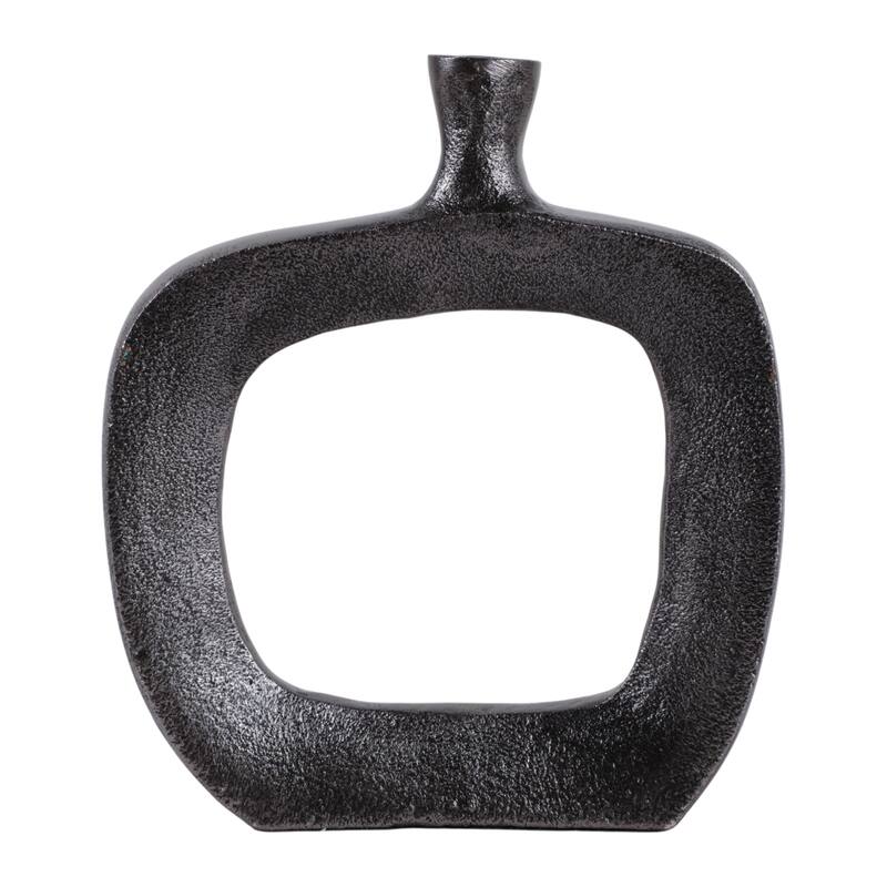 Modern Square Metal Bud Vase with Open Cut Out - Tall Flower Vase