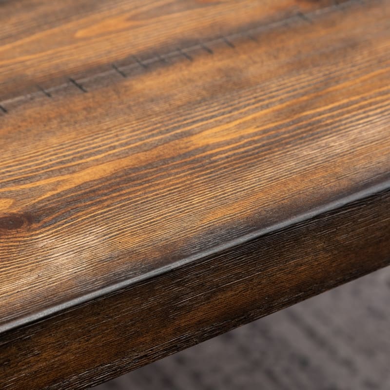 Industrial Metal Hairpin Design Dining Table, Rustic Dark Pine