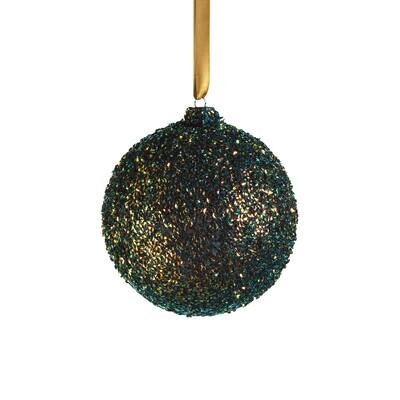 Textured 4.75" Green Glass Ball Ornaments, Set of 4