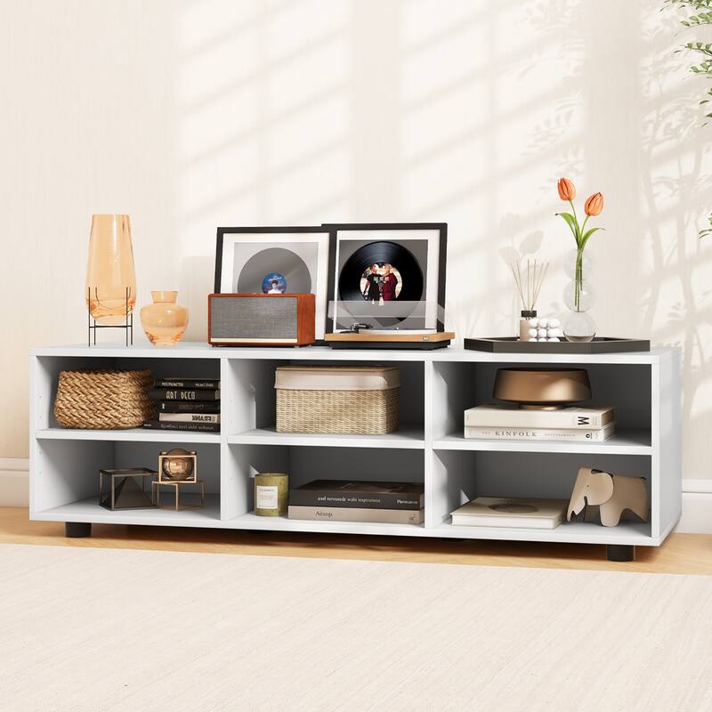 Gymax TV Cabinet for 50-Inch TV 42'' TV Stand w/ 3 Adjustable Shelves
