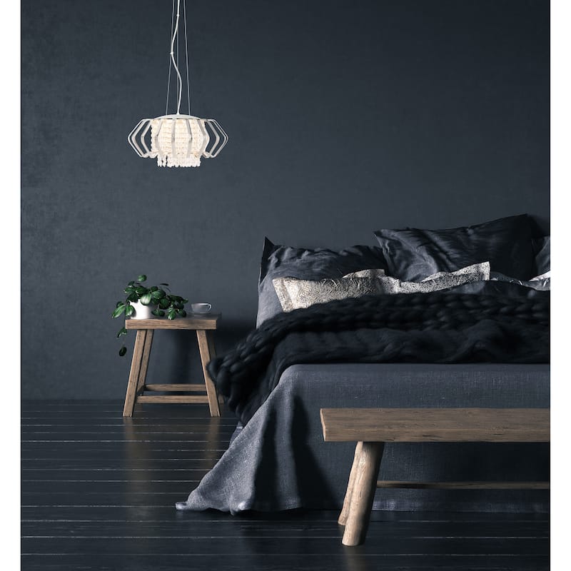 SAFAVIEH Lighting Rejane Pendant - 17.8"x17.8"x9.25-80.5" - Blue Crackle - 18Wx18Dx81H