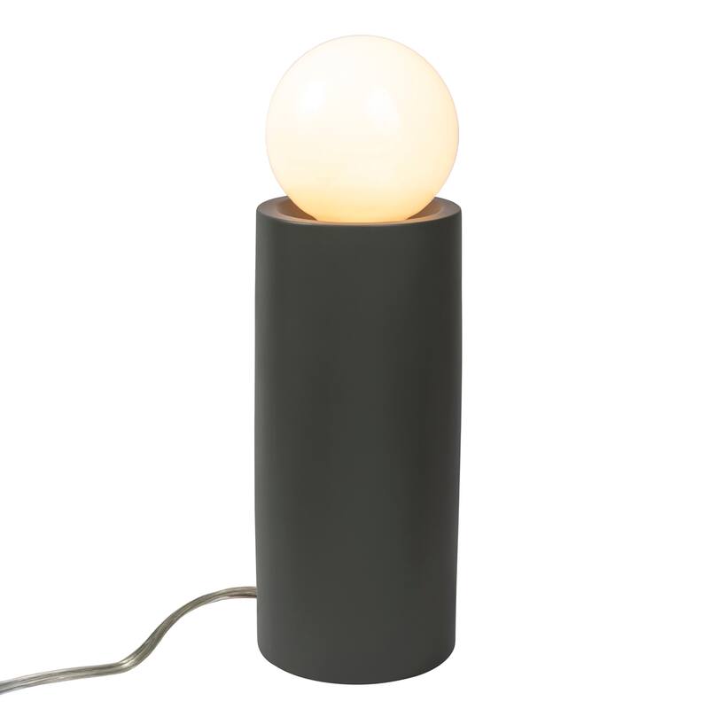 Ceramic Tall Pillar Table Lamp - Pewter Green