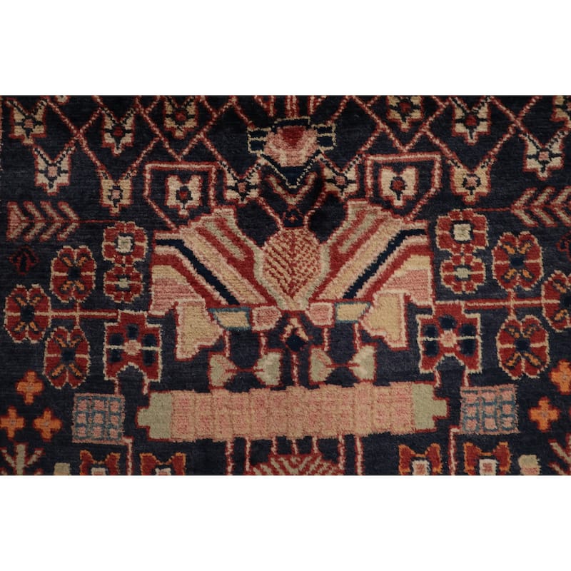 Hand Knotted Oriental 100% Wool Carpet Traditional Floral Navy Blue & Blues Lilian Runner Rug - 15' 10'' X 3' 5''