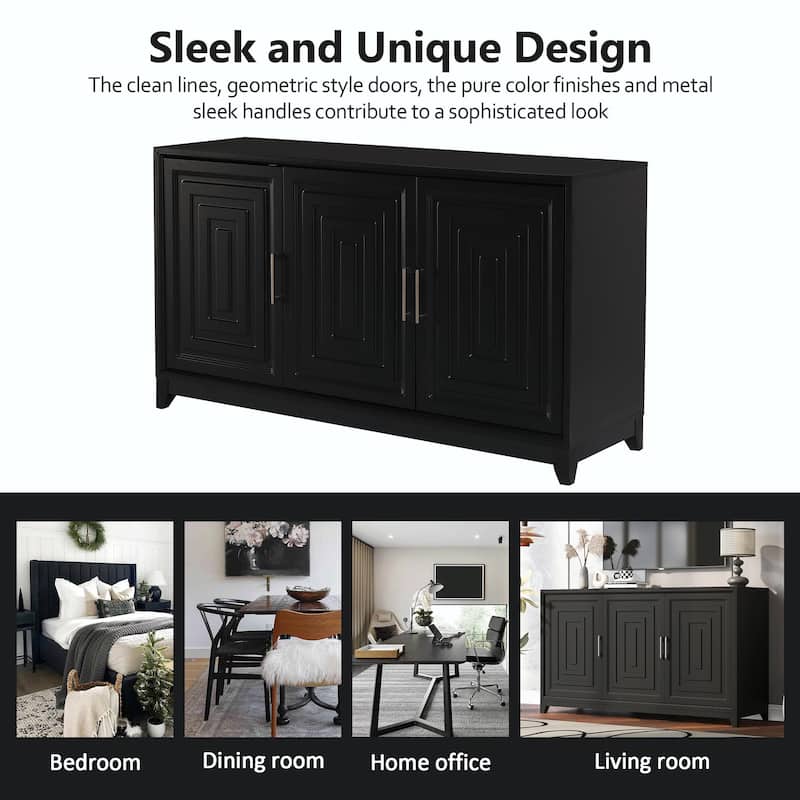 Modern Entertainment Center Media Console Cabinet with 2 Spacious Storage Spaces